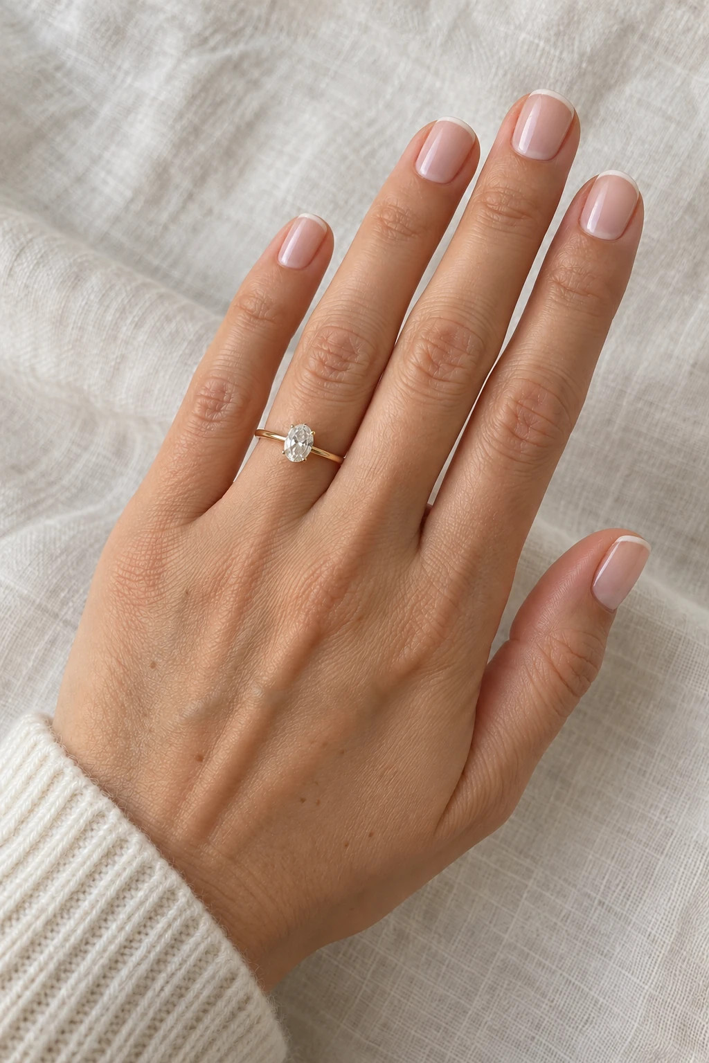 Illustrative AI-edited ring photo with a refreshed manicure